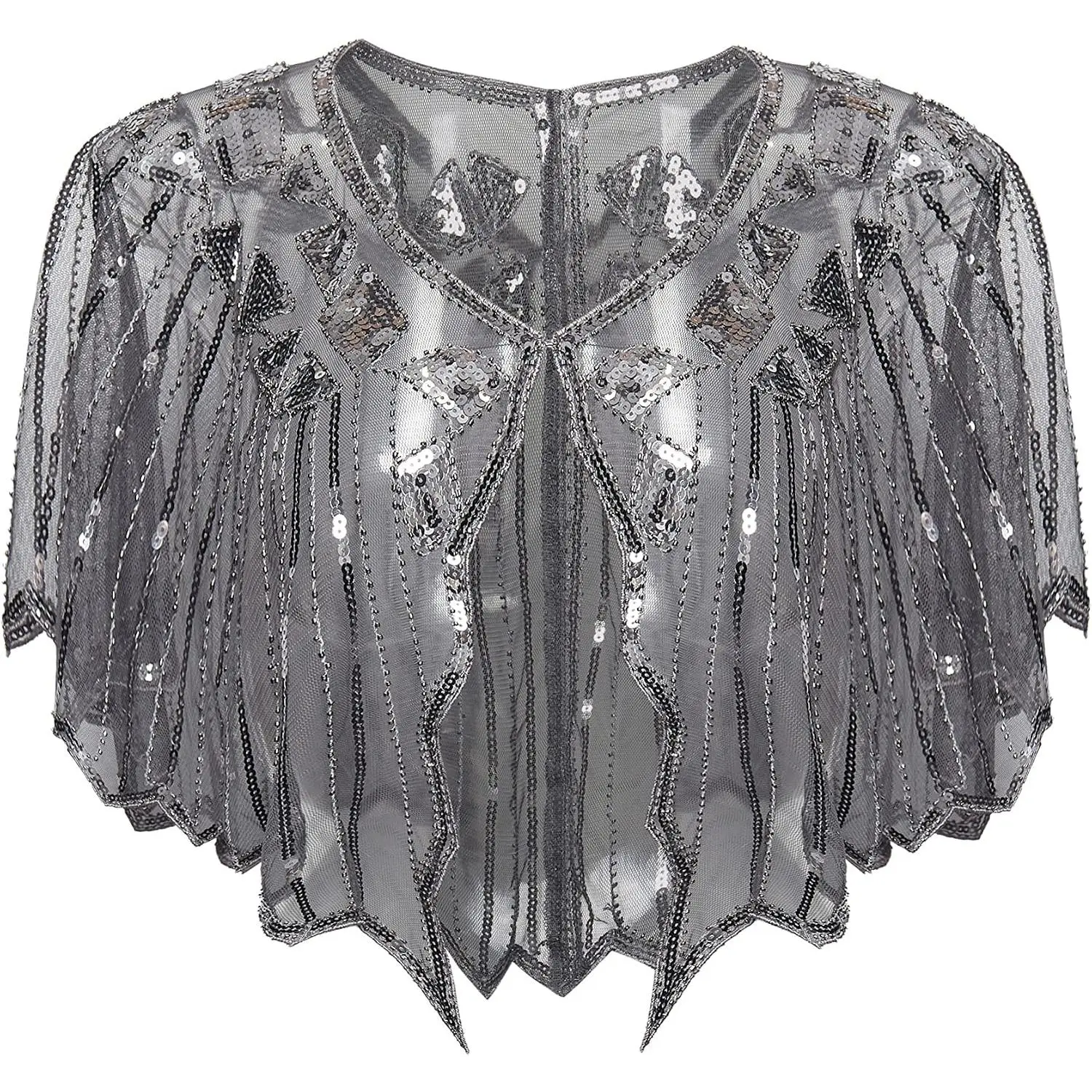 1920s Shawl Wraps Sequin Beaded Evening Cape Bridal Shawl