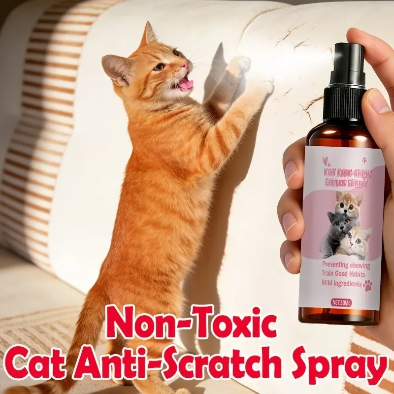 Cat Anti-Scratch Training Spray, Pet-Safe Non-Toxic Formula, No Stain on Furniture/Couches/Curtains, Long-Lasting Protection, Gently Guide Kittens to Develop Good Habits, Maintain Home Furnishings Tidy And Well-Kept