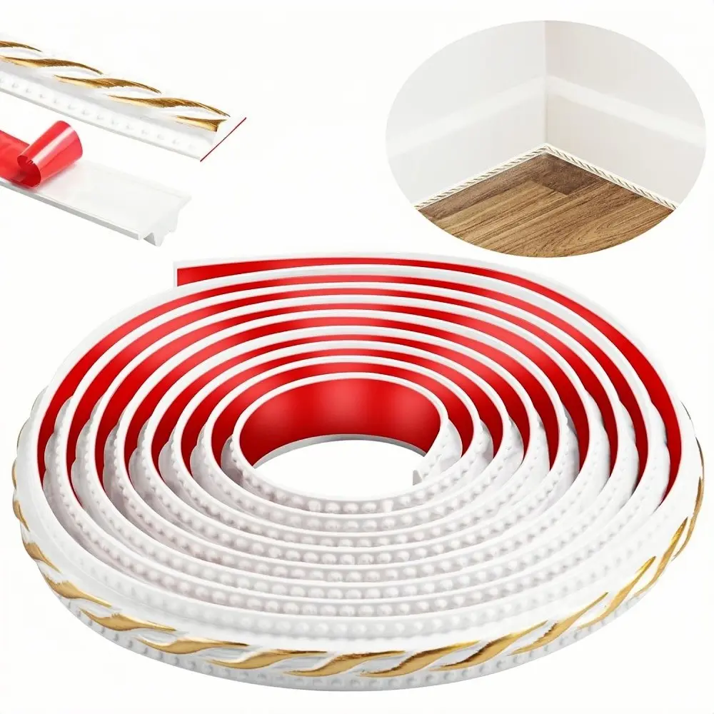 Self-Adhesive PVC Wall Decor, Easy Installation, 118.1 Inch Striped Border Trim, Ceiling, Mirror Frame, Door Frame Decoration, 1.2cm Wide