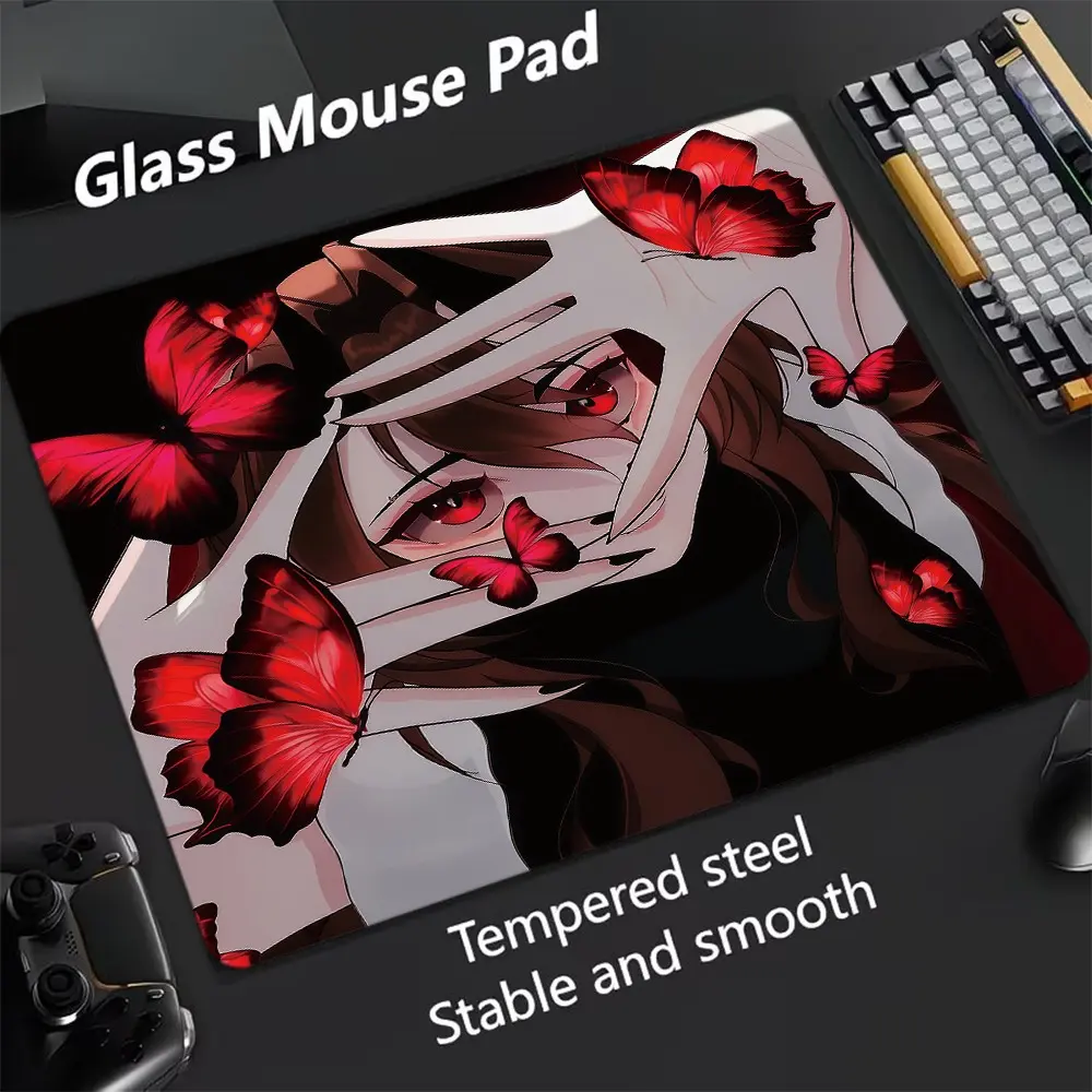 Anime Girl Glass Mouse Pad, Ultra Smooth Tempered Glass, Large Size Gaming Mouse Pad, Ideal for Esports and Office Use, Tempered Glass Mousepad