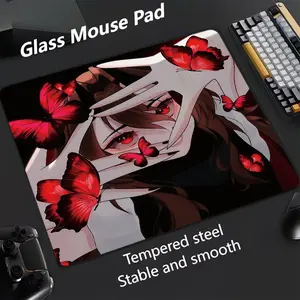 Anime Girl Glass Mouse Pad, Ultra Smooth Tempered Glass, Large Size Gaming Mouse Pad, Ideal for Esports and Office Use