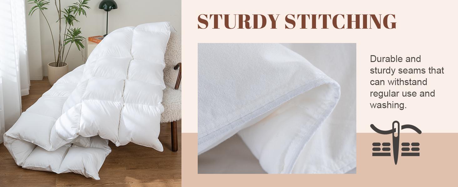 Feather Comforter,Filled with Feather and Down Fiber, White King Size All Season Duvet Insert, Luxurious Hotel Bed Comforter, 100% Cotton Cover,Medium Warmth with Corner Tabs,106x90 Inch