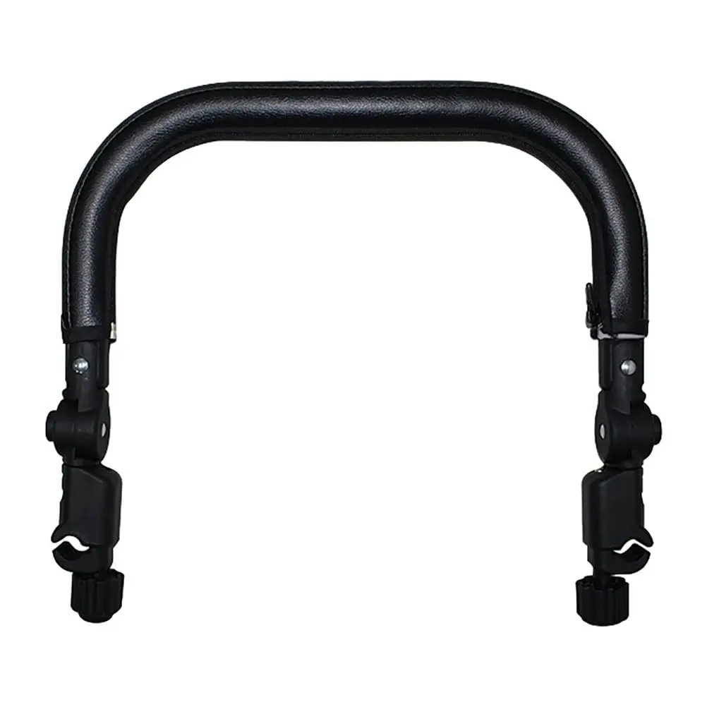 Universal Adjustable Detachable Replacement Stroller Bumper Bar, Pu Leather Soft Durable Baby Stroller Handle Armrest Crossbar Compatible with Most Baby Strollers
