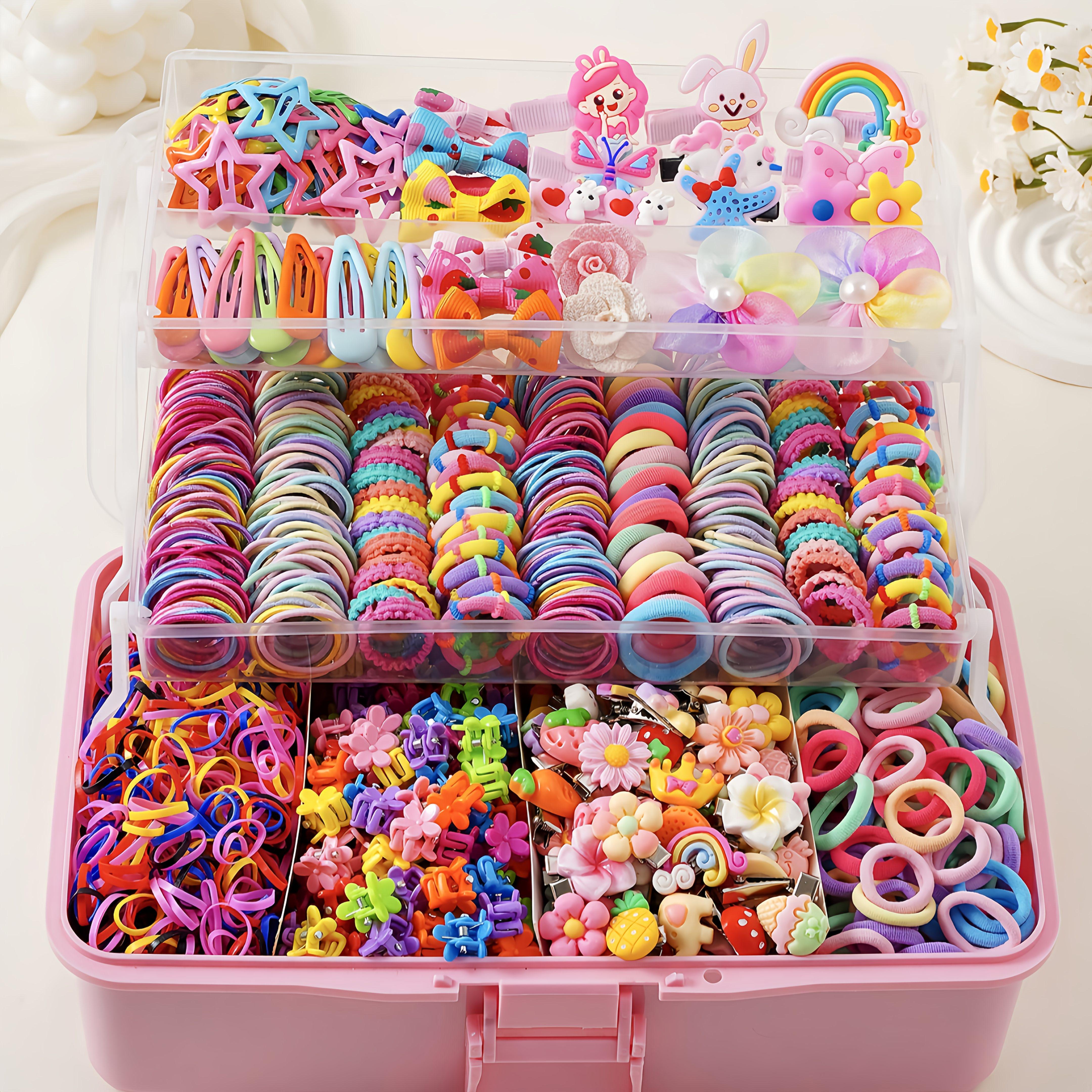 (New)[Hair Accessory Set] 200pcs/618pcs Dopamine Sweet Hair Accessory Set For Little Girls With Combination Of Bow Clips,  Princess Clips, Star & Teardrop Hair Clips, Flower Clips, Simple Hair Ties. Suitable For All Seasons, Excellent Gift hion Lovers