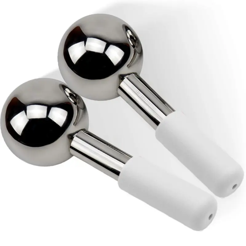 Ice Globes for Facials| Unbreakable Steel Cooling Roller| Cryo Sticks for Face| Massager for Face Neck & Eyes| Skin Care for Dark Circles, Puffiness, Wrinkles, Collagen Production (White)