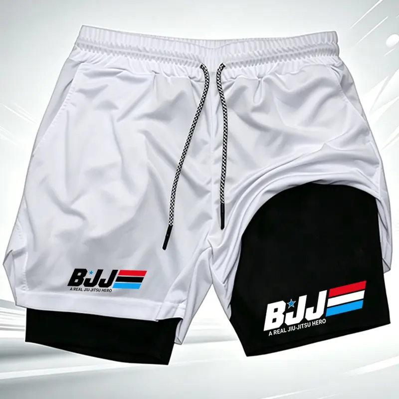 Men's ufc Gym Workout Brazilian Jiu-Jitsu Double Layer Sports Shorts  Quick Dry Breathable Training Shorts for MMA & BJJ wx