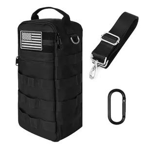 RSRYZD 13-Inch Heavy-Duty Portable Tool Bag with Shoulder Strap, D-Ring Clip, Tactical Organizer Pouch & Work Accessories for Electricians (Black)