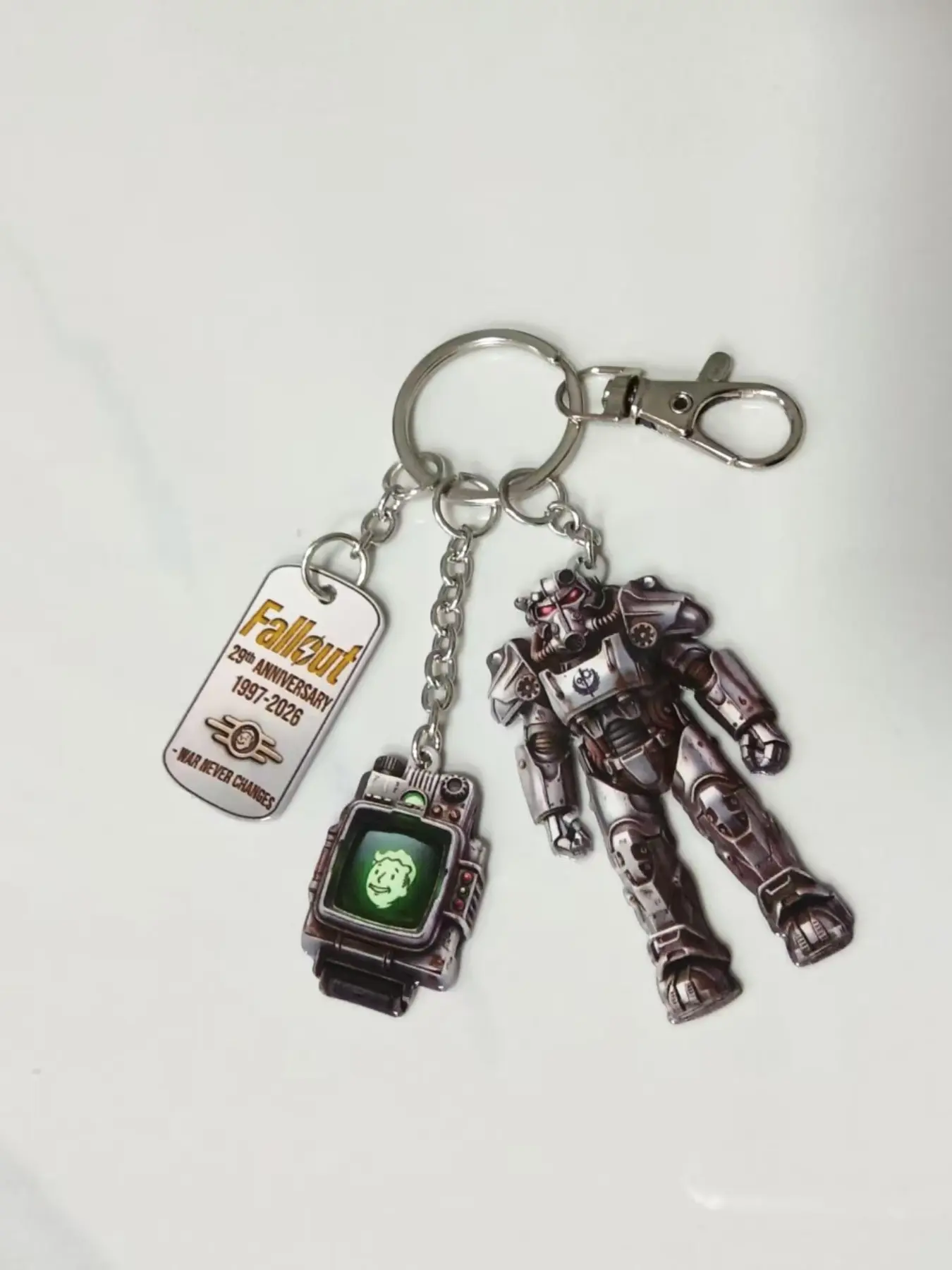 Metal Flat Keychain 15, Motorcycle Backpack Keychain, Keyrings, Key Accessories, Multi-Scene Decorative Pendant, Punk Style, Chain Print, All Seasons