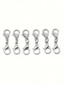 20pcs Silver Color Imitation Gold Double Lobster Clasp Connectors, Zinc Alloy Jewelry Attachments, Creative DIY Accessories