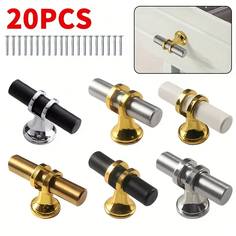 20PC Mini Drawer Pulls Vanity Pulls Furniture Door Pulls, Stainless Steel Tube Material   Plastic Feet, Cabinet Single Hole Knobs, Door Hardware