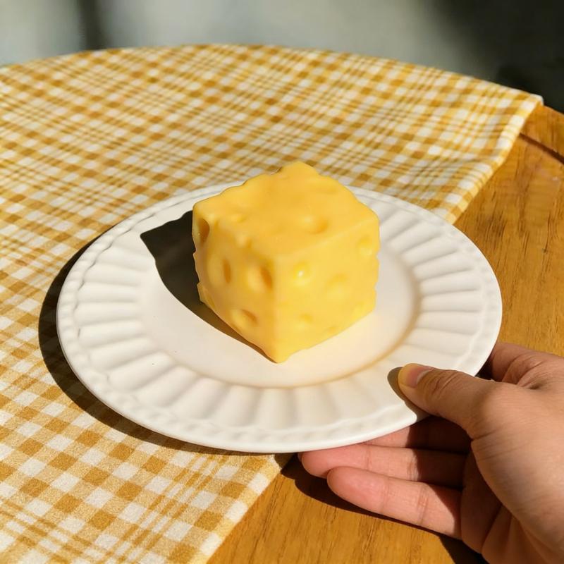 Cute Yellow Cheese Squishy 6cm – Soft Moldable Squeeze Fidget Toy Stress Relief 2/4 Pack