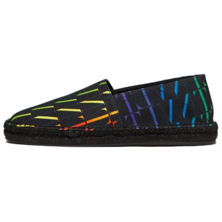 Women's Valentino VLTN Times Full-Color Print Rubber-Cotton Soft Flat Fisherman Casual Loafers - Black Trending Footwear, Maison Mihara Verifiable with Global Authentication Credentials