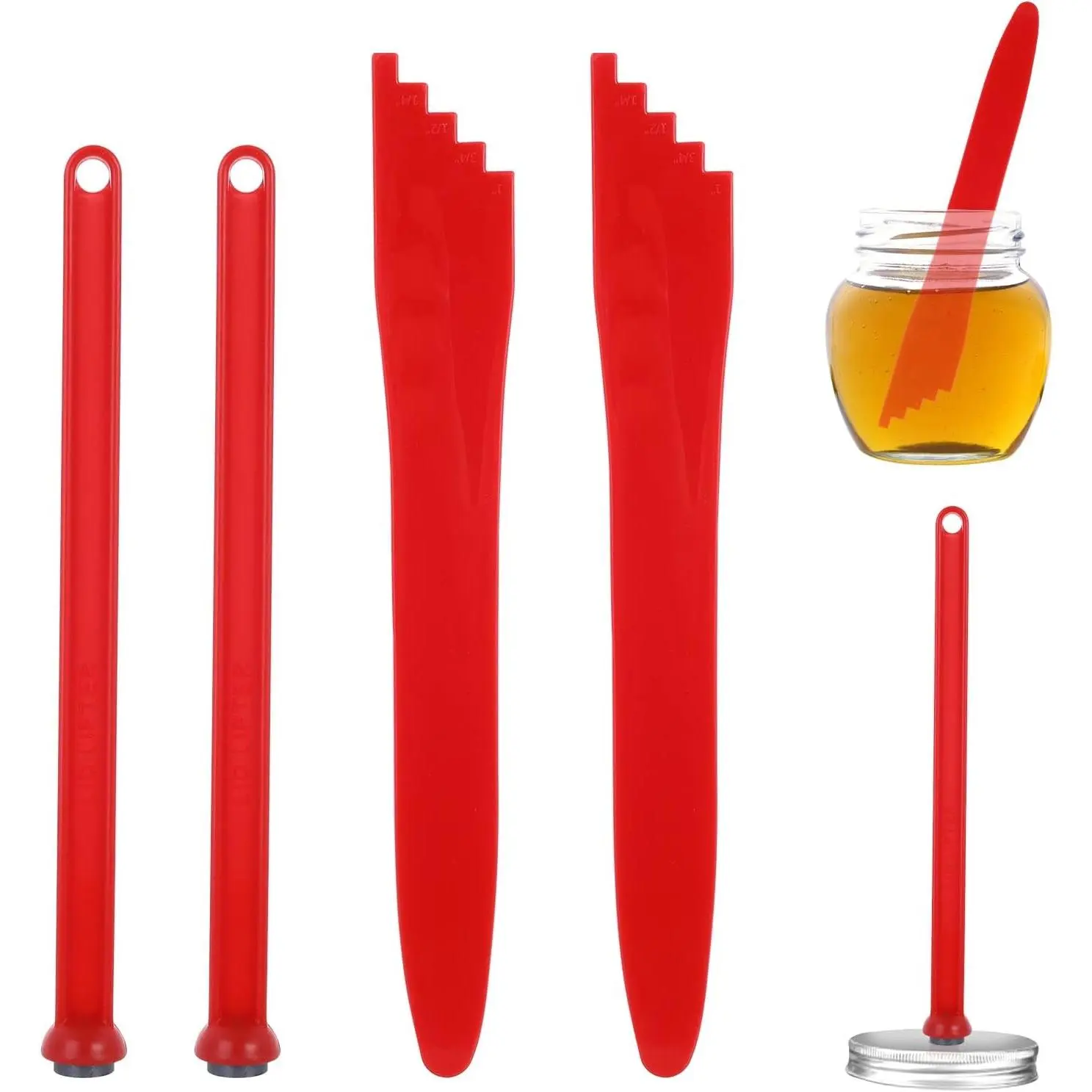 4 Pieces Canning Kit-2 Pieces Canning Magnetic Lid Lifter Canning Lid Lifter (7 Inch) 2 Pieces Canning Bubble Popper Remover Canning Lid Magnet Tools(Red)