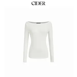 Cider Recycled Cotton-blend Boat Neck Long Sleeve Top Dealsforyou
