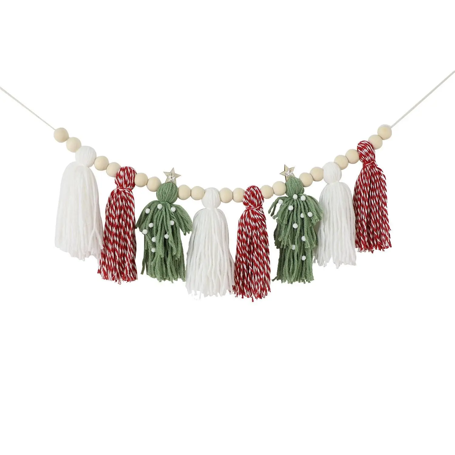 8 Boho Fringe Christmas Tree Ornaments, Nordic Style Wool Beads, and, Velvet Balls, Festive Multi-Functional Wall Decor
