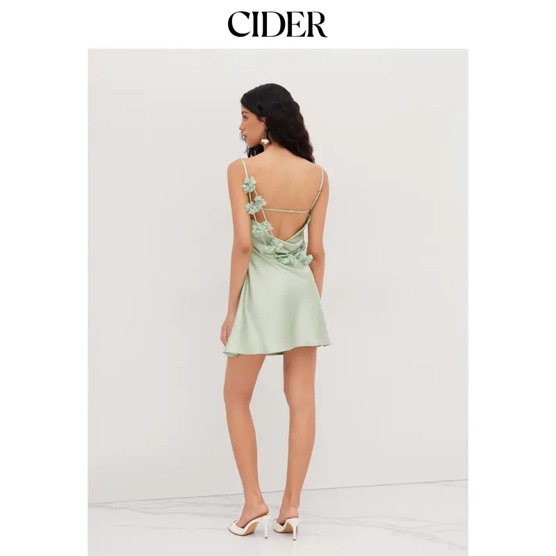 h&m neon green dress Women's Light V-Neck Chiffon Fibres écologiques main image 0