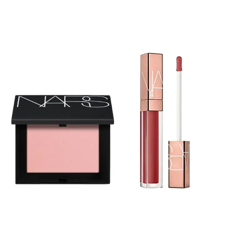 NARS Little Pink Gold Lip Balm Blush Two Piece Set Golden Lip Gloss Blush Makeup Set