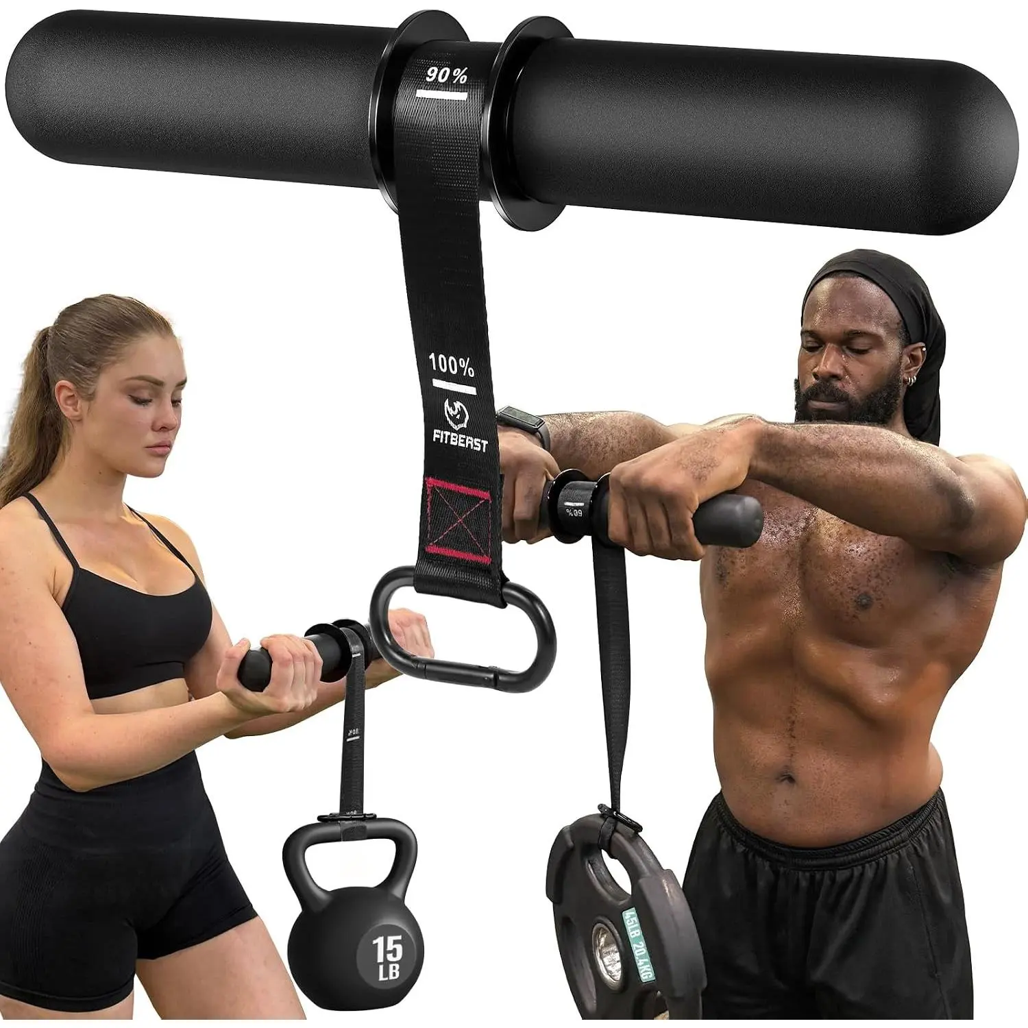 Forearm Strengthener & Forearm Exerciser, Wrist Roller | Forearm strength trainer with thick handle and adjustable strap. Ideal for grip strength,  building and rehabilitation.