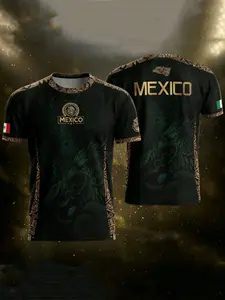 Men's Aztec Tribal Totem Short Sleeve Sport Top, Geometric Pattern Breathable Mesh, Cultural Streetwear for All Seasons
