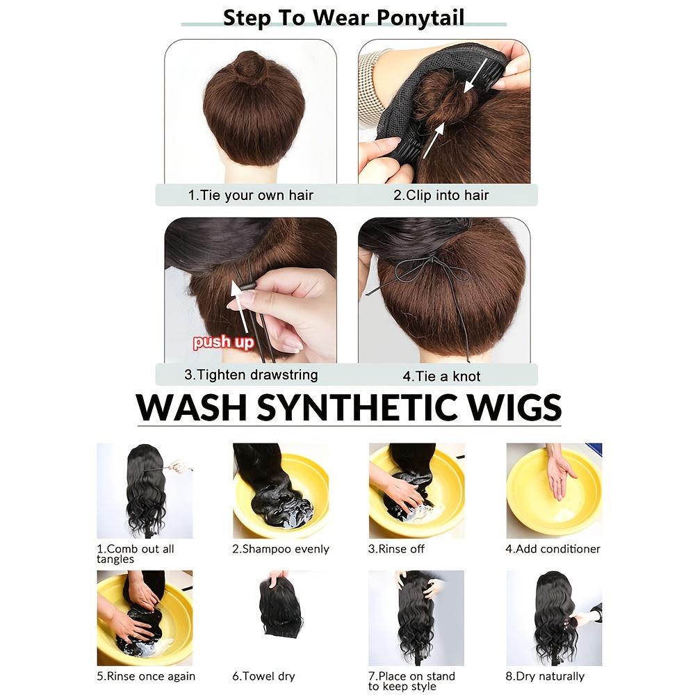 22inch Synthetic fiber wavy drawstring ponytail wig, suitable for women's hair extensions
