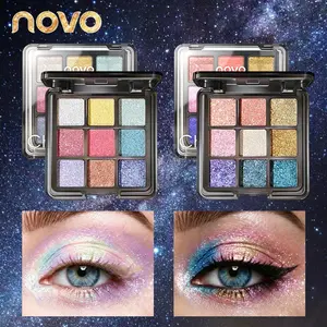 9 Color Holographic Chameleon Eyeshadow Palette, High Pigment Multichrome Glitter & Pearlescent Shimmer, Galaxy Diamond Eye Makeup, Aegyo Sal Brightener, Long-Lasting Waterproof Sparkle, Easy Blend, Festival Party Stage Makeup for Beginners & Pros
