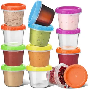 4 Oz.Small Containers with Lids [12 Pack]| Condiment Containers for Puree, Snacks, and More|  Small Plastic  Storage Containers,