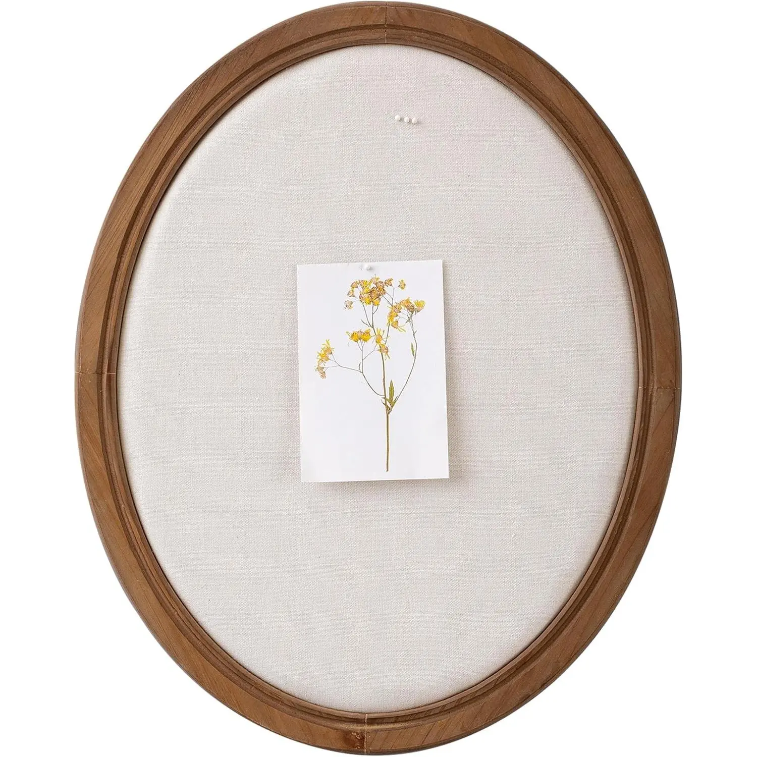 Oval Framed Linen Bulletin Board, Unique Fabric Pin Board 21x17 - Hanging Vision Board, Message Display Notice Memory Board for Office Home and School with Pins