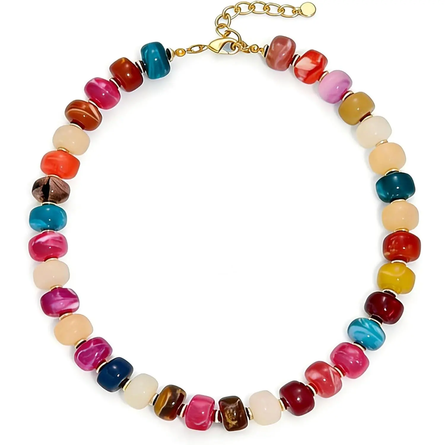Chunky Beads Necklace for Women Colorful  Beaded Choker Necklaces Boho Summer Beach Statement  Beads Necklace Trendy Summer Beach