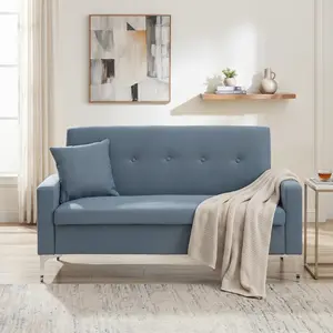 57 Inch Double Sofa with Storage, Practical Stylish Couch for Living Room Apartment Home Office, Gray