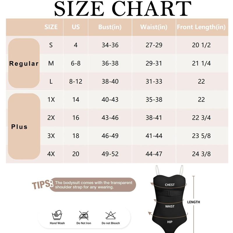 New Bustier Shapewear Bodysuit Tummy Control Strapless Bra Shapewear for Women Strapless Faja Body Shaper Thong Light Shapewear Womenswear Plus Size S-4XL Black Basic Casual