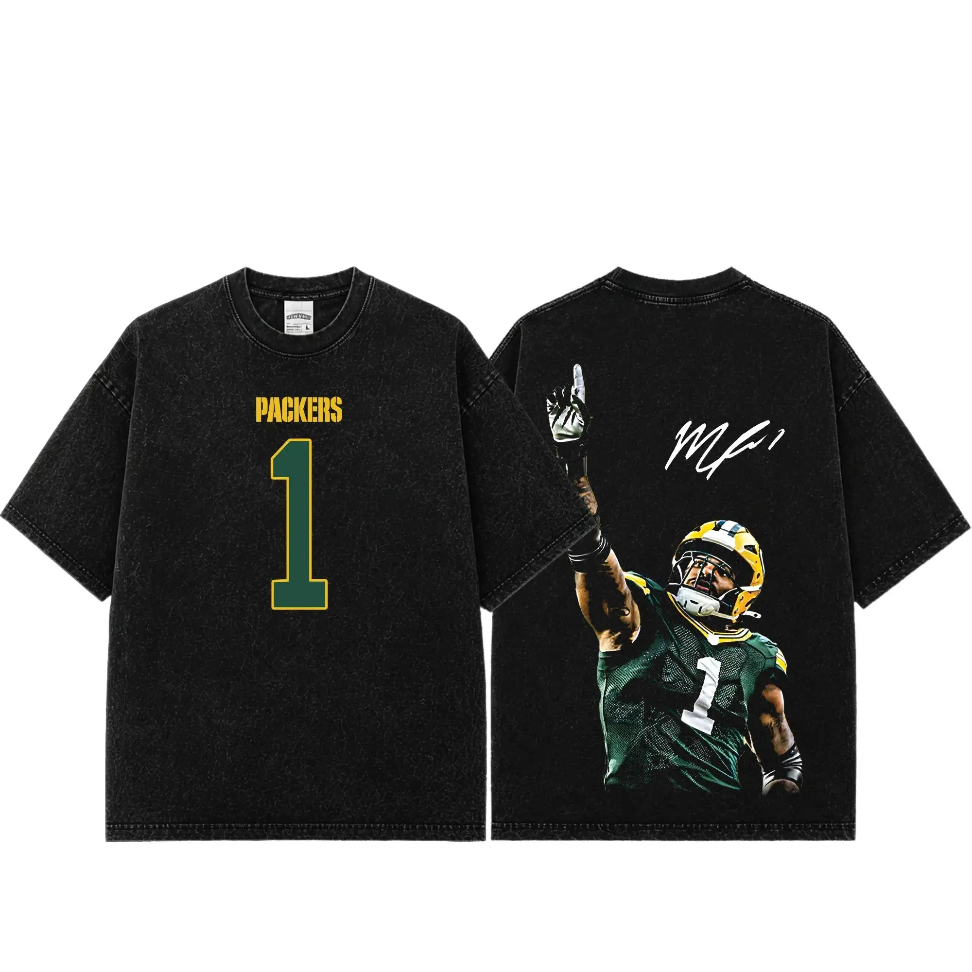 [Sale Up To 50%]Unisex QB Hunter Micah Parsons # 1 Premium Acid Washed Cotton T-Shirt (Made in USA), Heavyweight Vintage Washed Graphic Tee, Packers Nation Football Fan Shirt,Parsonage Edge Assassin Design,Oversized Game Day Streetwear, Unisex Football Gi