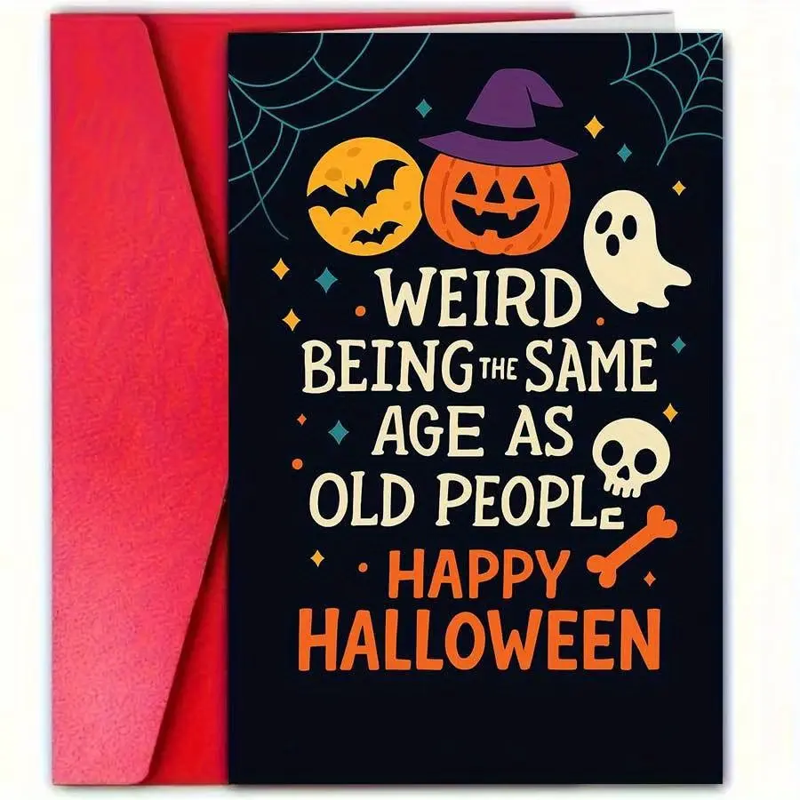 Funny Halloween Greeting Card, Humorous Pumpkin Skeleton Design, Perfect for Halloween Parties, Ideal for Friends and Family
