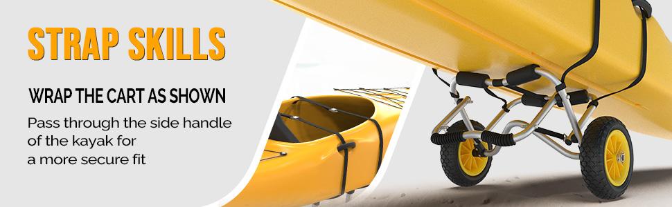 Kayak Cart Canoe Dolly Fishing Kayak Accessories Carrier Foldable Paddle Board Trolley Boat Trailer Transport with NO-Flat Airless Tires Wheels and 2 Ratchet Straps