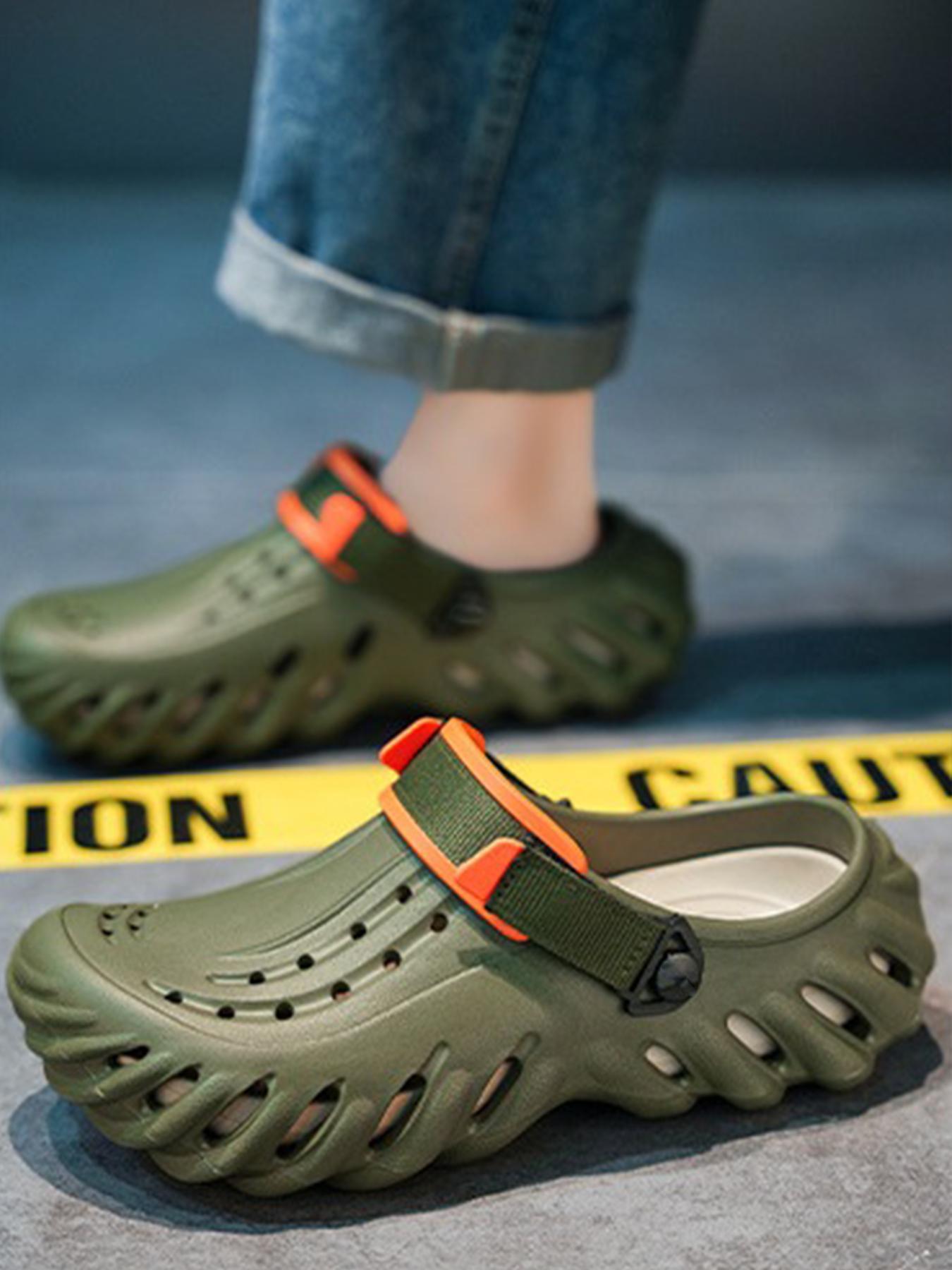 Men's Sporty Breathable Quick Drying Hollow Out Design, Casual Comfortable Non-slip Sandals for Beach, Fashionable Shoes for Outdoor, Boy, Caged Clogs