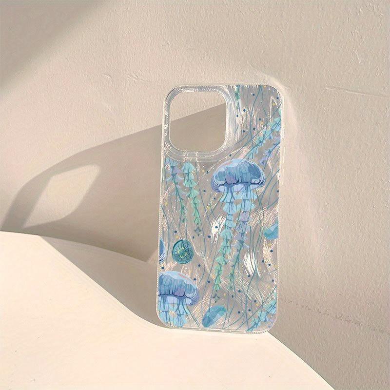 Jellyfish Ocean Phone Case for iPhone 17 16 15 14 13 12 11 Pro Max Plus & Samsung Galaxy S26 S25 S24 S23 S22 Ultra- Crystal Clear TPU+PET Hybrid, Shockproof Protection with Floating Tentacles & Bubble Accents Protective