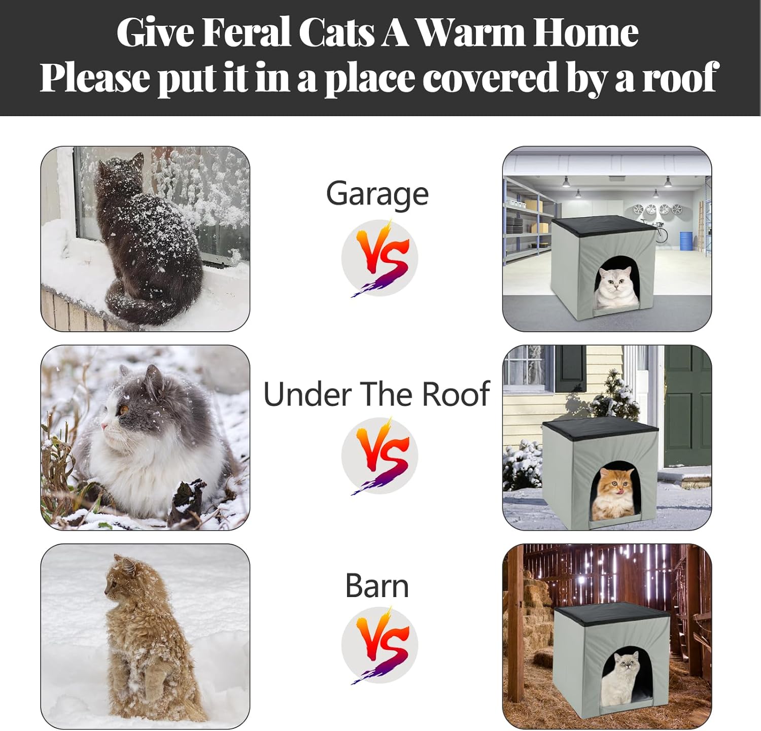 Foldable  Timing Heated Houses for Indoor Outdoor Cats with Heated Mat, Outside Heated Bed Kitty Shelter (Modern-Upgrade)