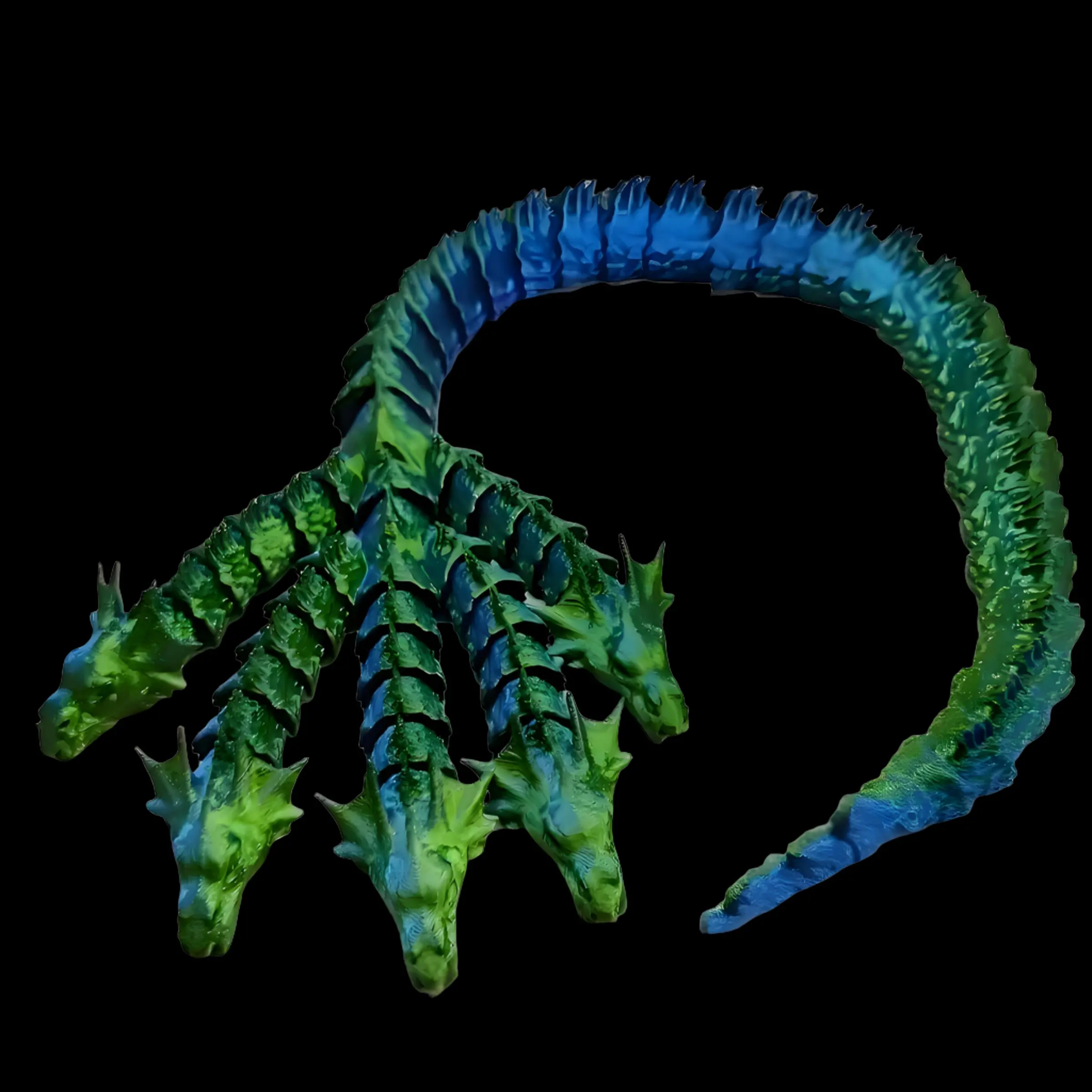 Five-Headed Snake 3D Printed Chinese Dragon Jointed Decorative Figurine, Adjustable Gift Ornament, Living Room & Study Decoration