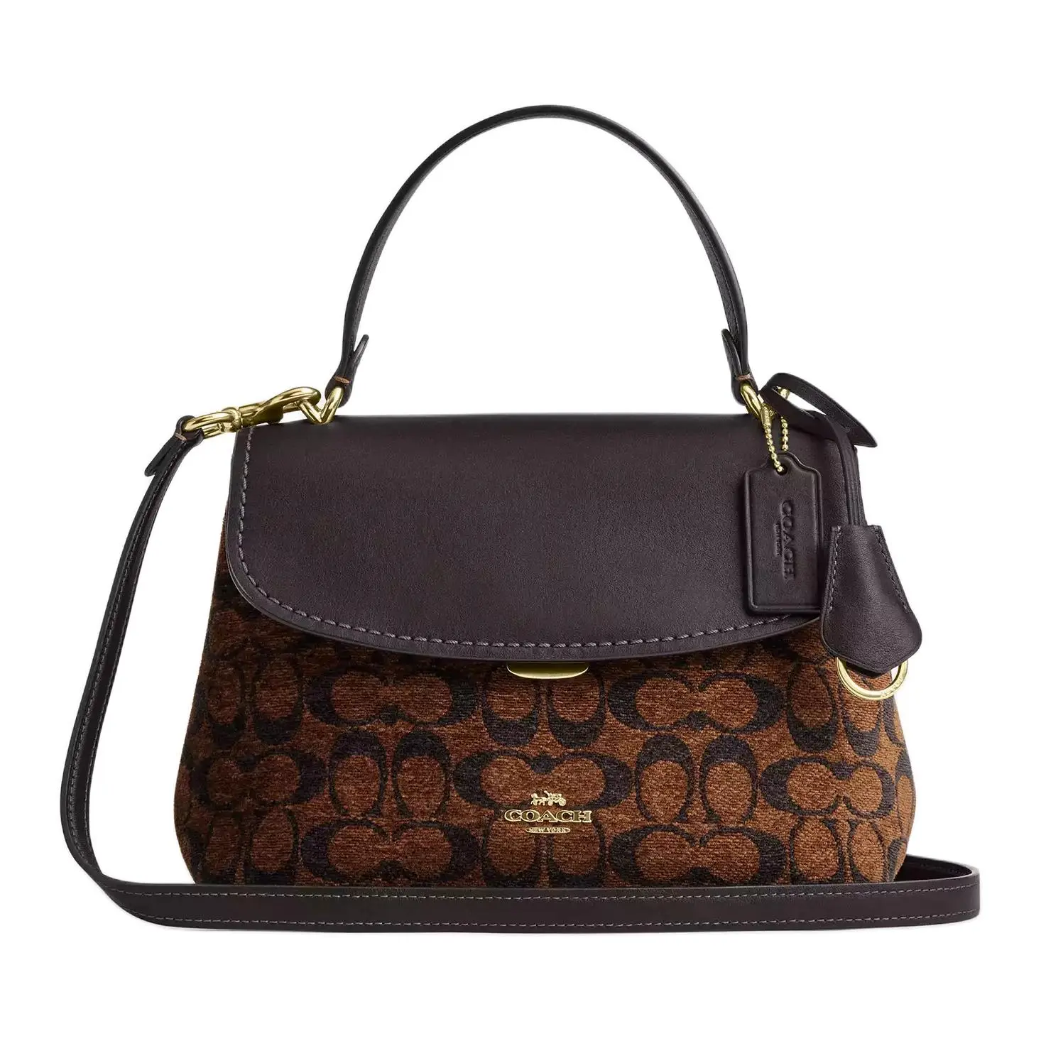 COACH Emory 25 Crossbody Handbag for Women, Gold Logo, Genuine Leather, Medium Size, Nude