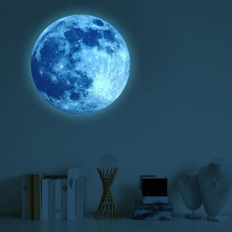 Glow-in-the-Dark Moon Wall Decal – Decorative Luminous Moon Sticker (Green / Blue / Pink Glow)