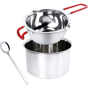 2 Pack Stainless Steel Double Boiler Pot Chocolate Melting Pot Soap Candle Candy Making Tool Kit Wax Melting Heat Proof Bowl for Melting Chocolate, Butter, Cheese, Caramel, Candy, Candle, Wax
