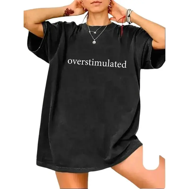 Women's Fashion Graphic T-Shirt - Unisex Sizing, Casual Letter Print, Drop Shoulder, Half Sleeve, Round Neck, Fashion Apparel, Tops for Women, Easy Pick for Daily Wear, Street Style, T Shirts For Women sohochic