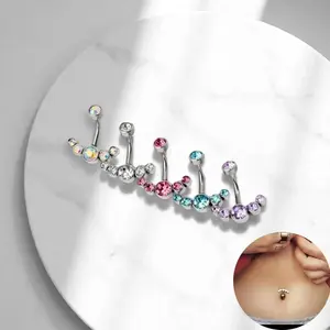 1PC Internal Thread Steel Navel Piercing Rings Crystal Sexy Belly Button Bars Body Jewelry