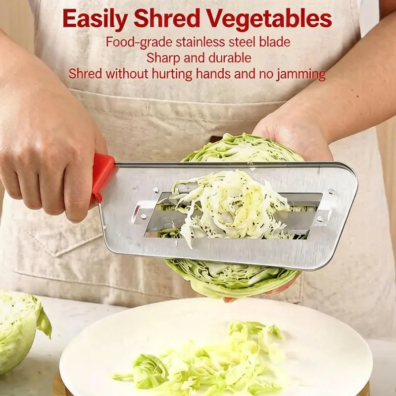 Cabbage Shredder and Cutter for Coleslaw, Manual Cabbage Slicer and Lettuce Shredder, Large Vegetable Mandoline Slicer Knife for Kitchen, Fast Shredding Tool
