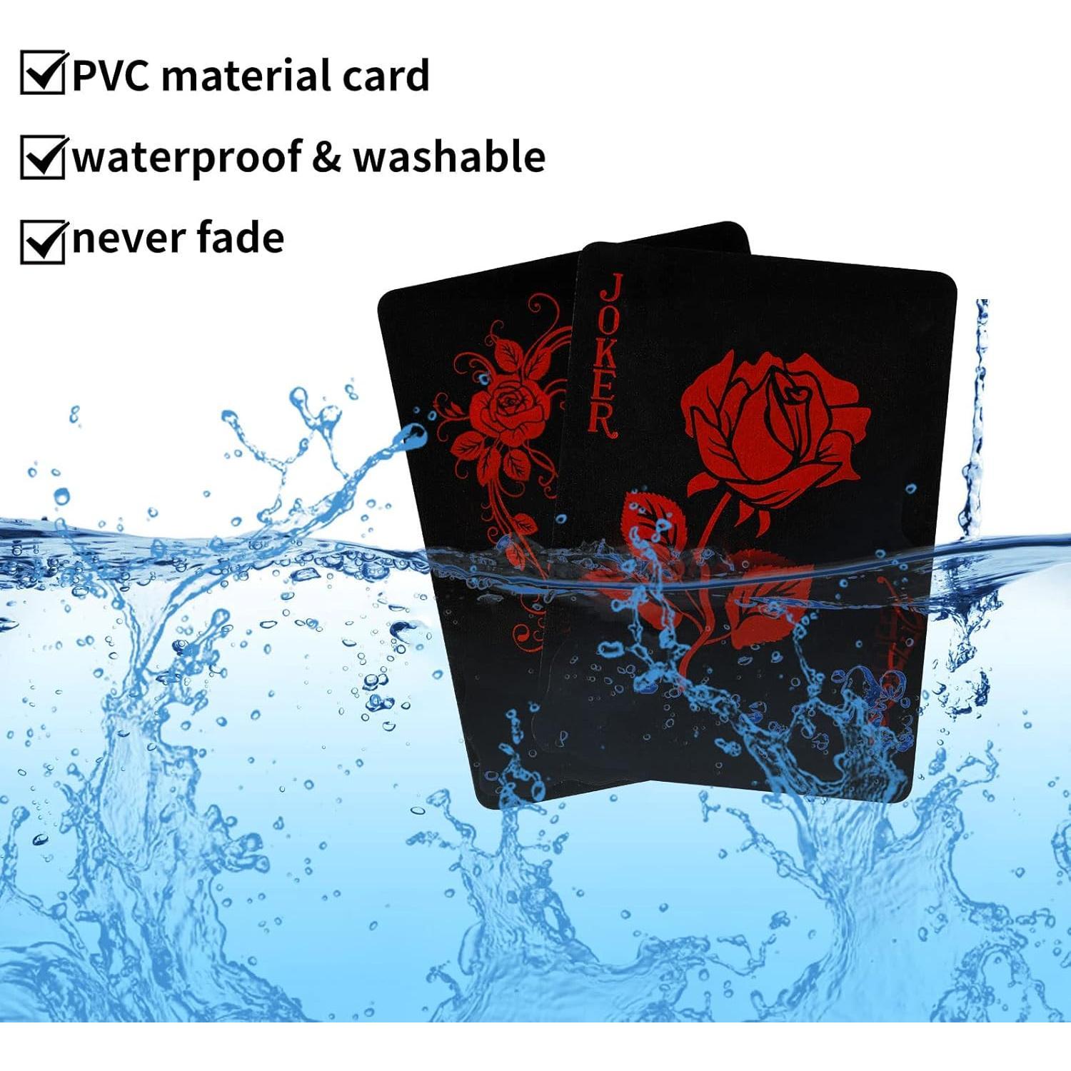 Black Playing Cards with Rose Pattern, 2 count Deck of Cards, PVC Plastic & Waterproof Playing Cards, Cool Card Decks Suitable for Family or Friend Card Games, Party, Magic, Trick Tool Black Playing Cards with Rose Pattern, 2 count Deck of Cards, PVC Plastic & Waterproof Playing Cards, Cool Card Decks Suitable for Family or Friend Card Games, Party, Magic, Trick Tool