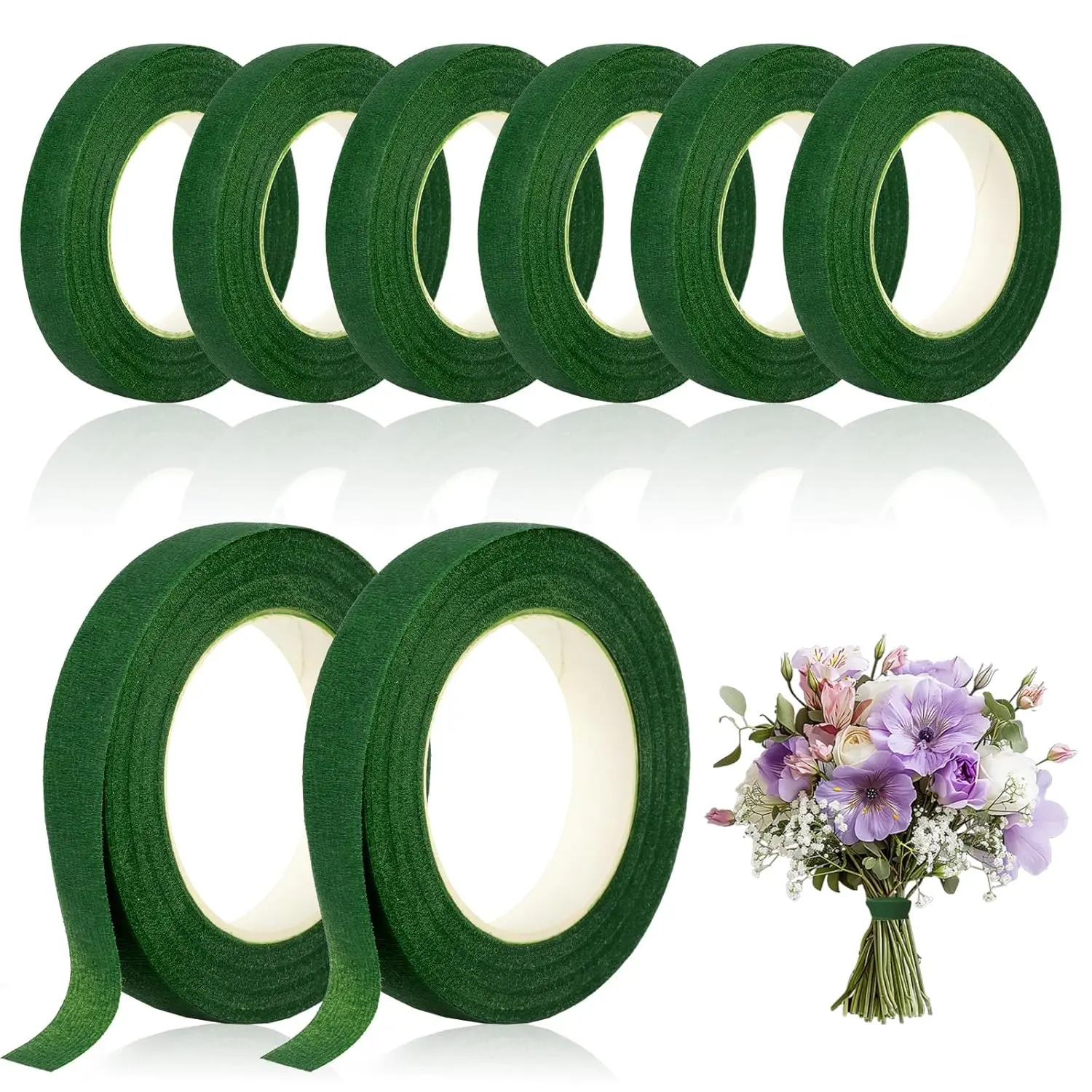 8 Rolls Floral Tape 1/2inch Flower Tape, Green Floral Tape for  , 30 Yards Florist Tape for Bouquet Stem Wrapping and Floral Crafts, Wedding Bouquet