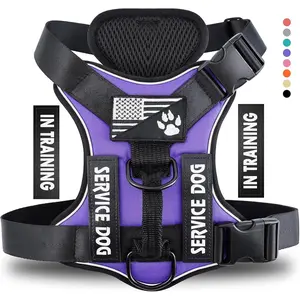 Reflective Service Dog Harness with Patches, Adjustable Soft Pet Vest with Handle for Dogs