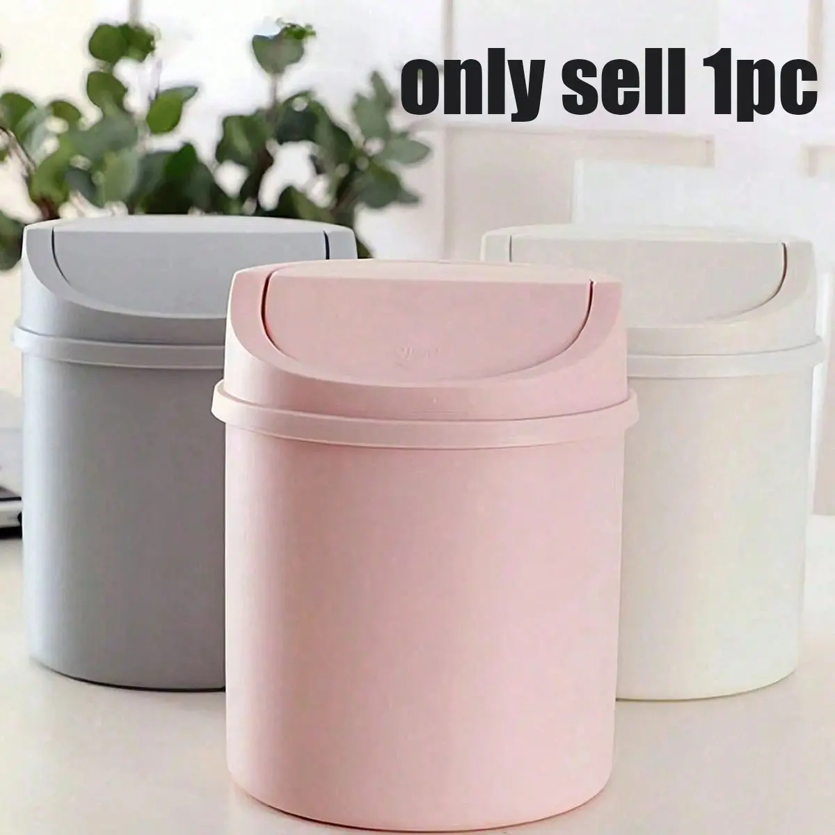 Mini Trash Can with Lid, Small Desktop Waste Bin, Plastic Paper Basket, Leak-Proof Design, Ideal for Bathroom, Office, Living Room, Bathroom Trash Cans