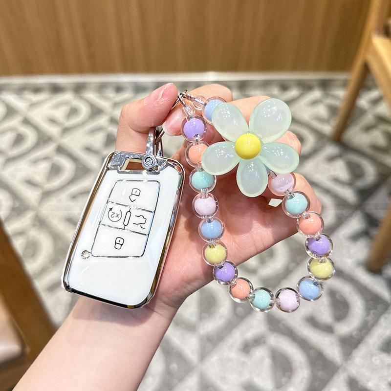 For Volkswagen with Keychain, Premium TPU Key Case Compatible with VW Tiguan Atlas Taos SEL Jetta GLI Passat Arteon Remote Start Protector