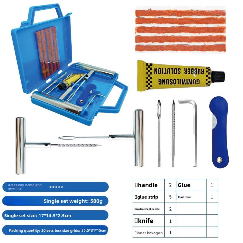 Universal Tire Repair Kit for Car Motorcycle Electric Vehicle Vacuum Tire Patching Emergency Tool Set for Trunk