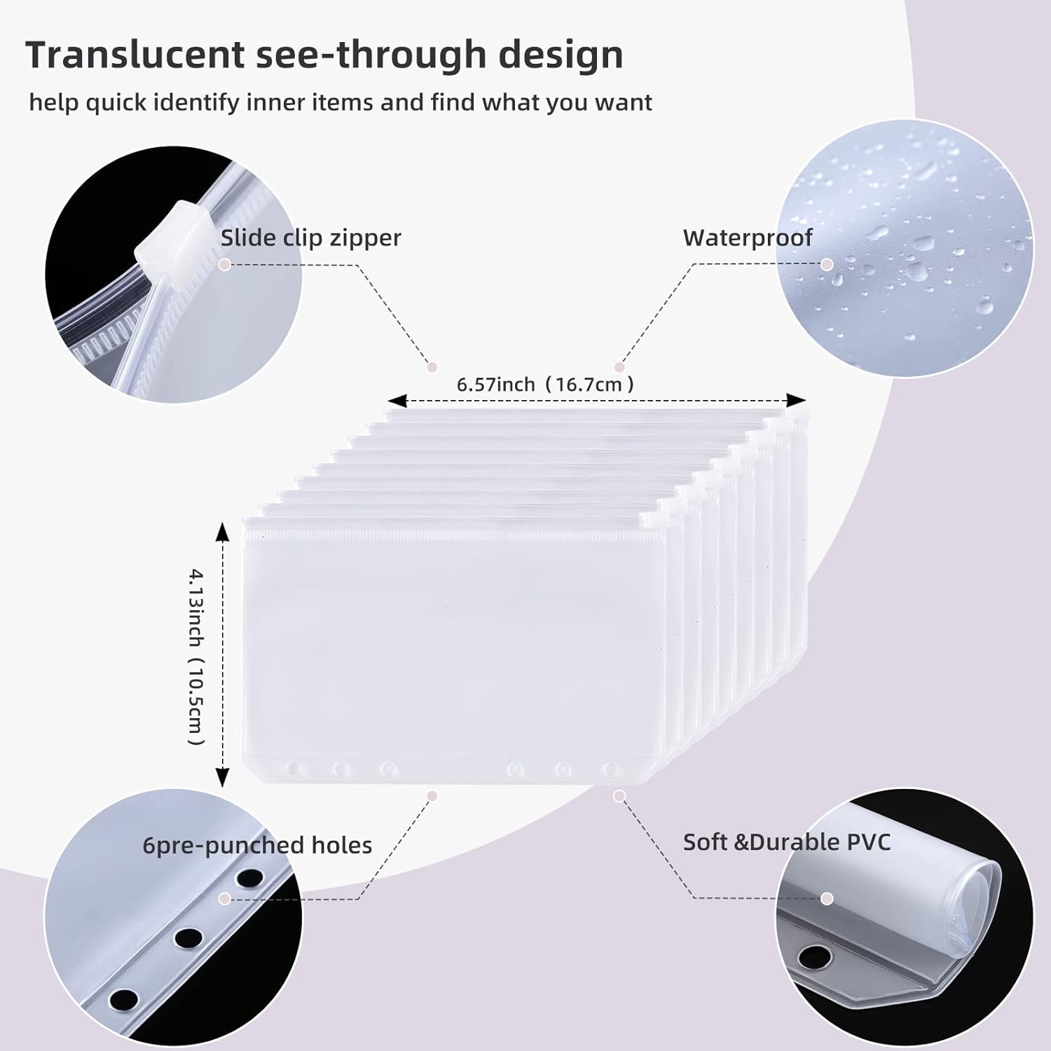 A6 Budget Binder Set, 1 Count Budget Planner with 2 Counts Personality Stickers & 12pcs Budget Sheets & 8 Counts Binder Pockets & 10pcs Multi-colored Labels, Stationery Supplies for Home School Office Dormitory